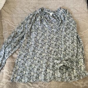 H&M Light Blue Floral Blouse